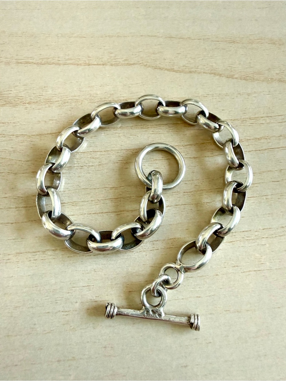 Men's 925 Silver Chain Toggle Bracelet - marker Mex925